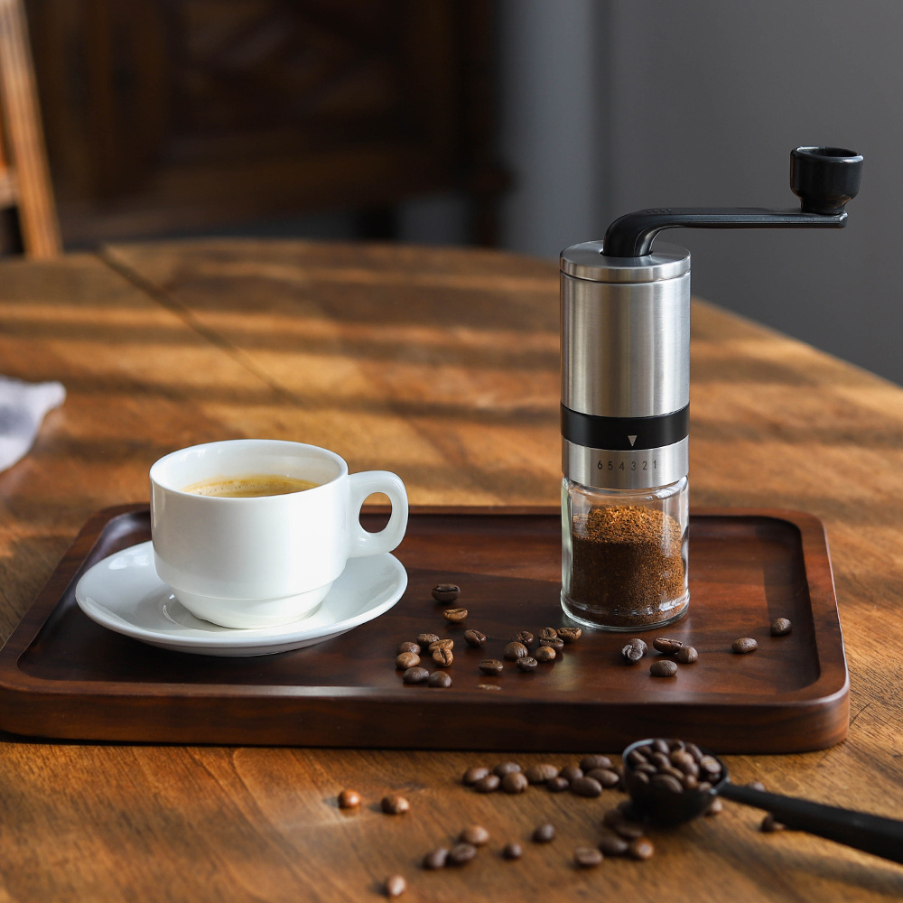 CHINAGAMA Mini Coffee Grinders Manual Commercial Espresso Cafe Ceramic Burr Stainless Steel Hand Crank Coffee Grinder For Sale