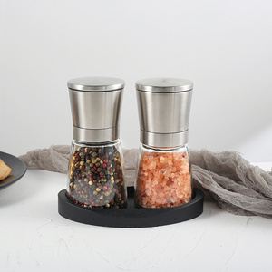 LFGB grinders miller crusher pepper & salt marble old salt pepper spice  mill with silicone base