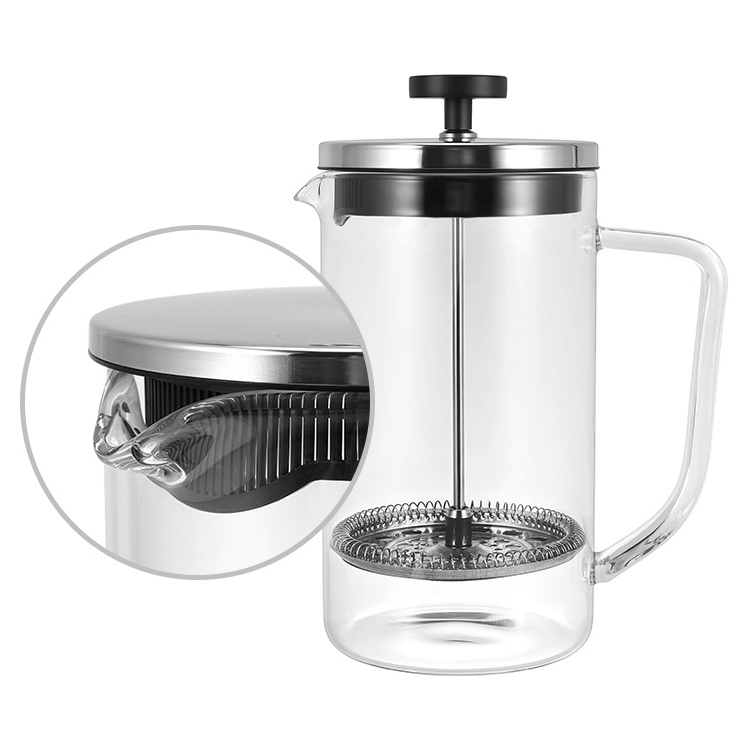 Wholesale kitchen tool  34oz Stainless Steel Glass French Press Coffee Maker Coffee Plunger