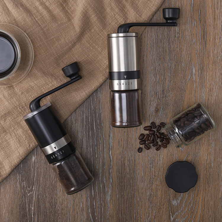 Barista Coffee Tools Portable Manual Commercial Espresso Cafe Ceramic Burr Stainless Steel Hand Crank Coffee Grinder For Sale