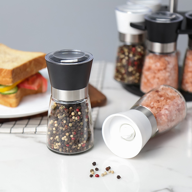 Carousel stainless steel spice rack stand holder for pepper and salt mill grinder set