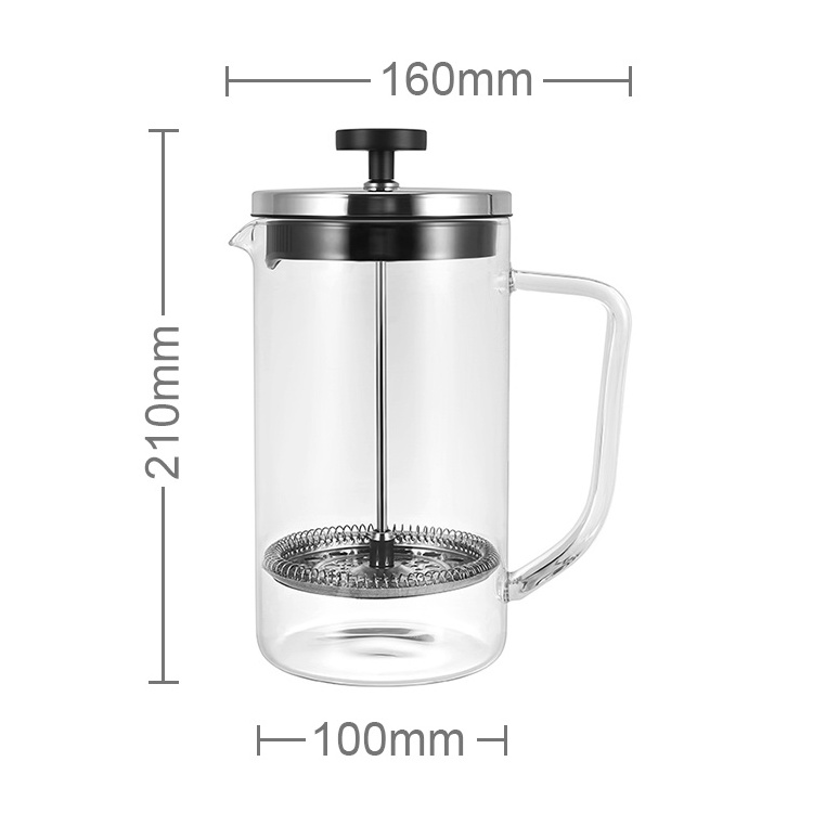 Wholesale kitchen tool  34oz Stainless Steel Glass French Press Coffee Maker Coffee Plunger