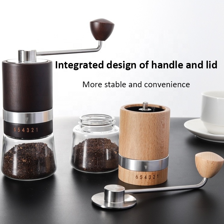 stainless steel portable uganda  round manual coffee hand grinder mill conic with removable  adjustable setting stai