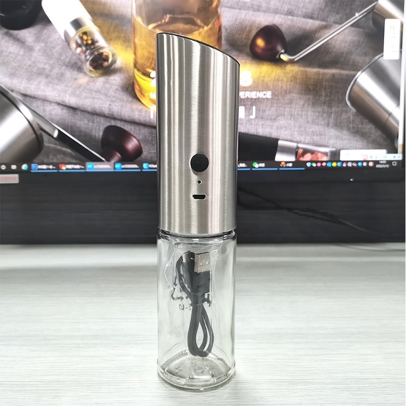 CE Reach USB Rechargeable Stainless Steel Spice Mill  Gravity Automatic Electric Salt and Pepper Grinder with LED light