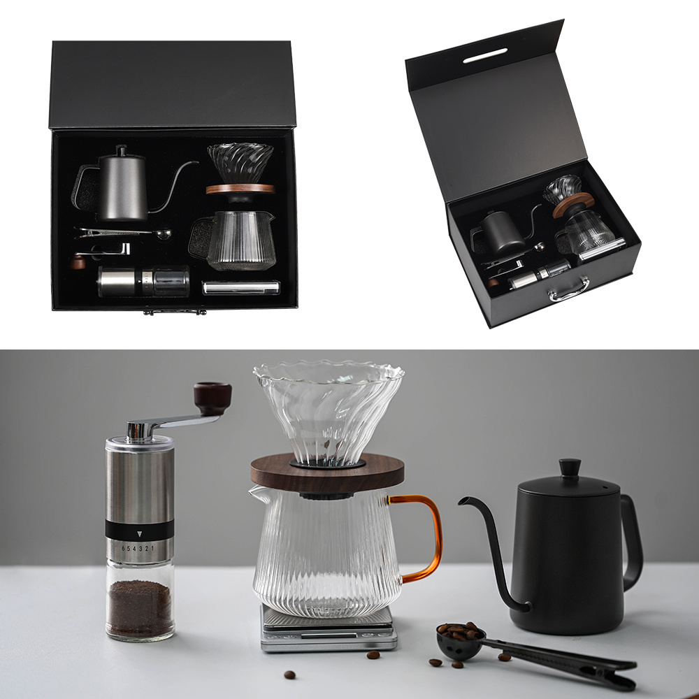 Coffee Gift Set Ceramic Coffee Grinder Dripper Filter Kettle Travel Bag Gift Kit Barista Tools Espresso coffee & tea sets