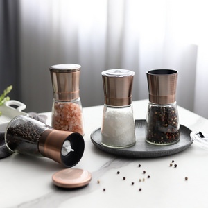 Kitchen Gadgets Golden Copper Manual Spice Mill Stainless Steel Ceramic Burr Salt and Pepper Grinder