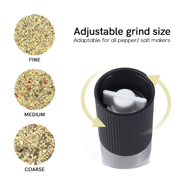 Mini chinagama kitchen tools black salt and pepper spice adjustable grinders and spice mill with mini glass jar