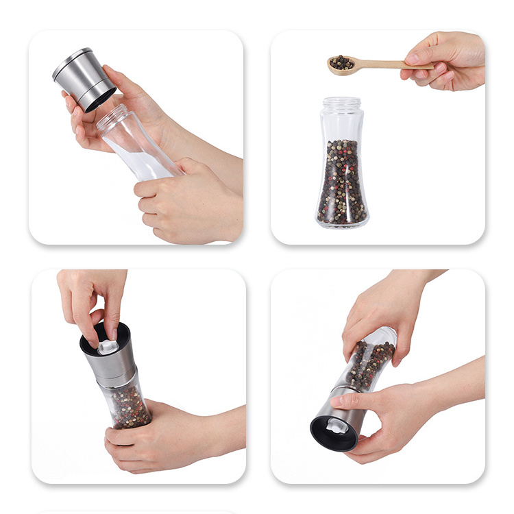 Hot selling Salt and Pepper Grinder Set, Adjustable Coarseness Ceramic spice Pepper Mills Salt Grinder with Kitchen utensils