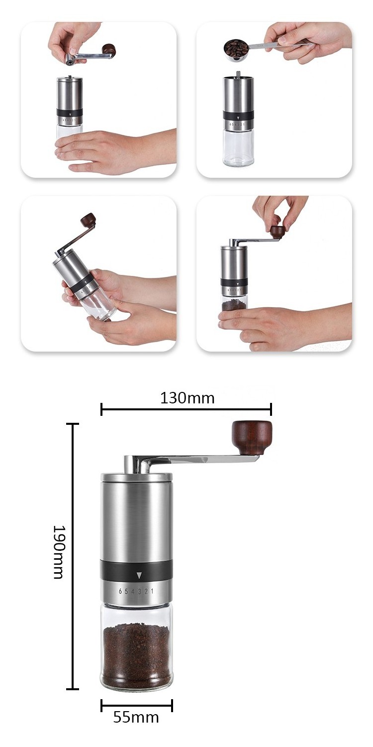 Portable Adjustable Setting Coffee Accessories stainless steel Espresso coffee bean grinder shop supplies manual coffee grinder