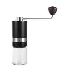 Manual  Conical  Mill ceramic Adjustable coffee bean grinder Setting Portable Hand Crank bur coffee grinder with  wooden handle