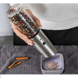 Stainless steel Rechargeable USB Gravity automatic Electric spice himalayan salt and Pepper Grinder set