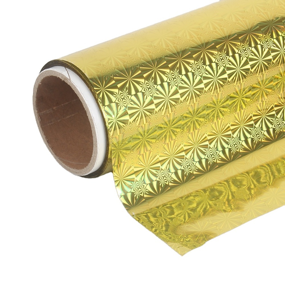 custom color yellow gold red pink purple BOPP PET embossed thermal lamination holographic film