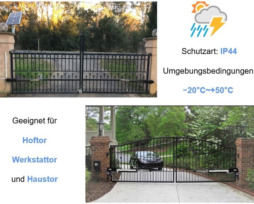 Lockmaster Heavy Duty Black Automatic Gate Openers for Dual Swing Gate Solar Panel Compatible Gate Motor