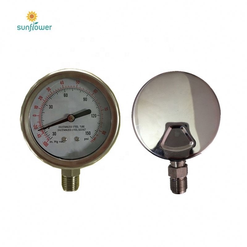 Pressure Gauge Instrument  hot sale in USA bottom  ss304 ss316 bourdon tube pressure gauge