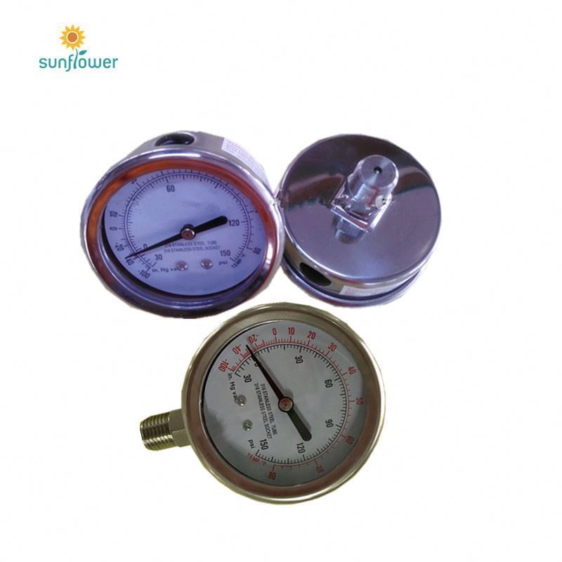 hot sale in USA bottom  ss304 ss316 bourdon tube pressure gauge