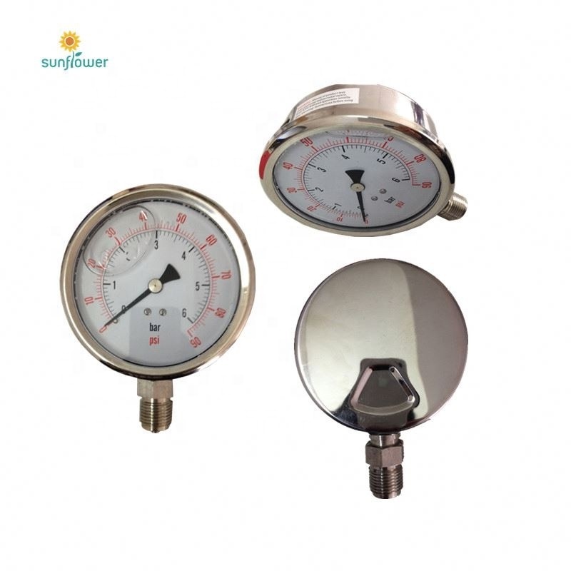 Bourdon Tube Pressure Gauge 316L ss Wetted Part 100mm 0-16bar