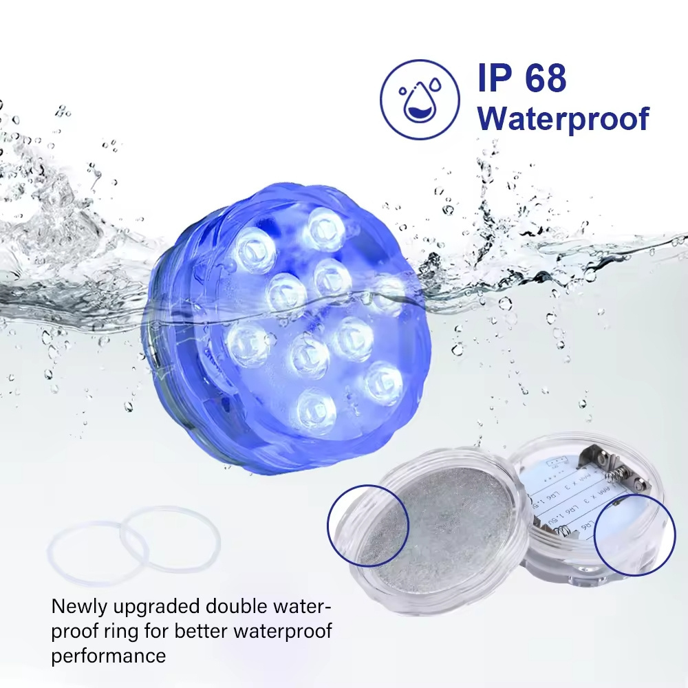 Waterproof Led Remote Puck Lights Battery Powered Submersible Tea Lights Underwater Small Swimming Pool Led Puck Lights