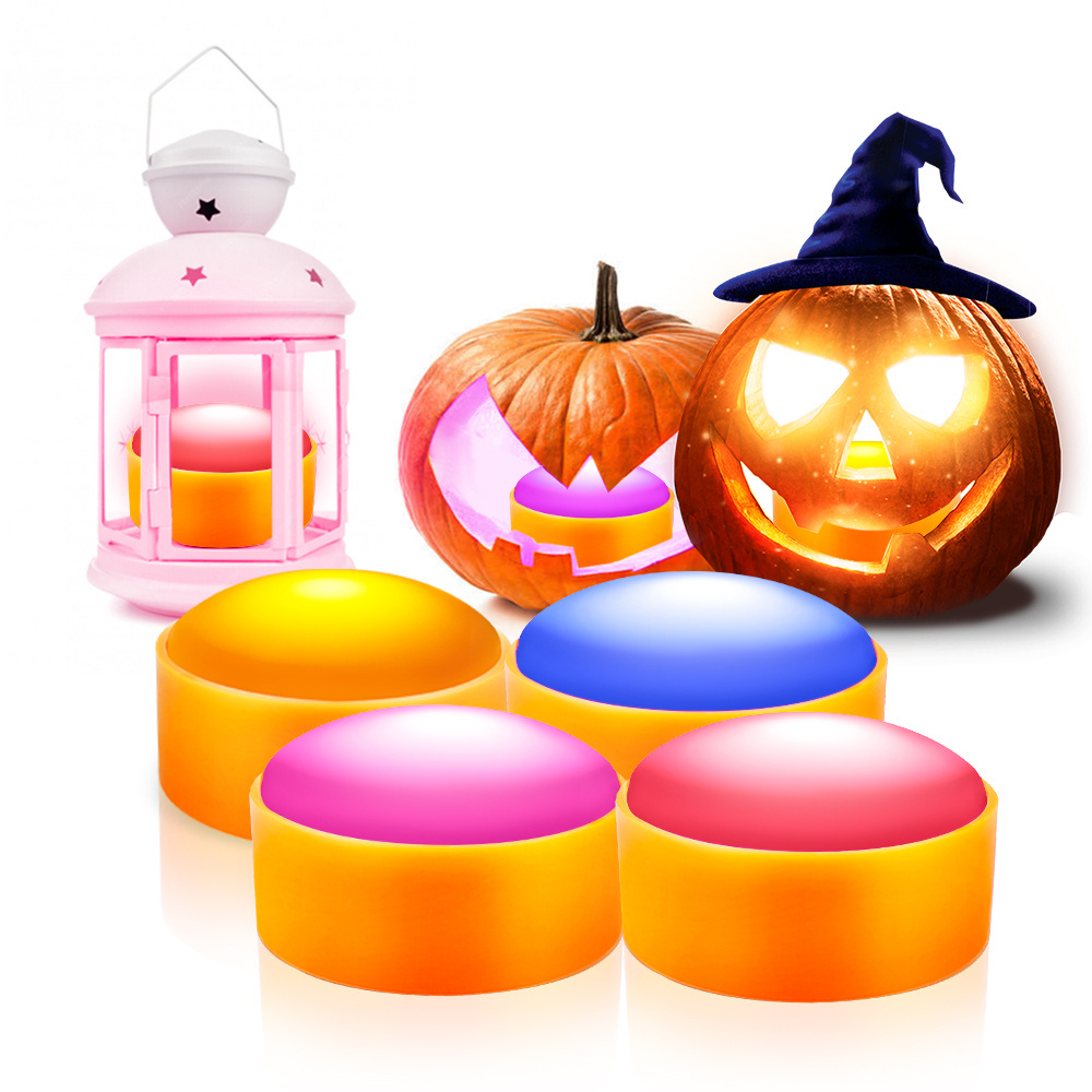 Halloween Light Decorations Pumpkin Night Light Remote Control RGBW LED Pumpkin Battery Powered Tea Lights for Halloween Party