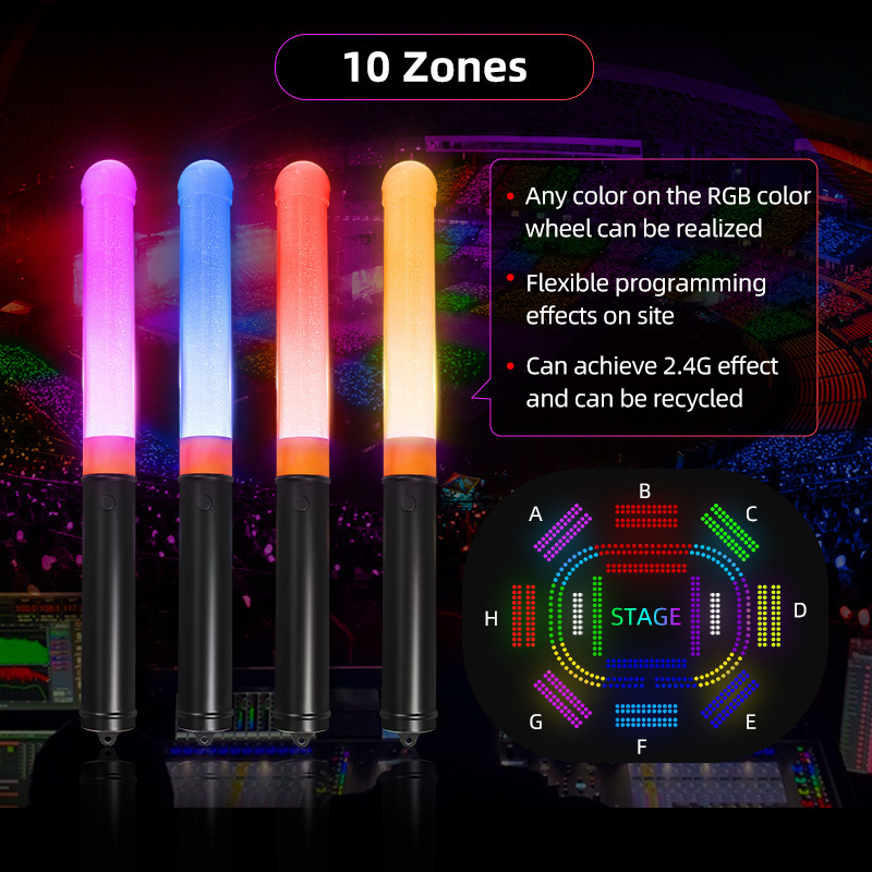 Glowing Sticks Programmable Light Flashing Stick Rgb Dmx Luminous Concert Flashlight Lightsticks Kids LED Glow Sticks