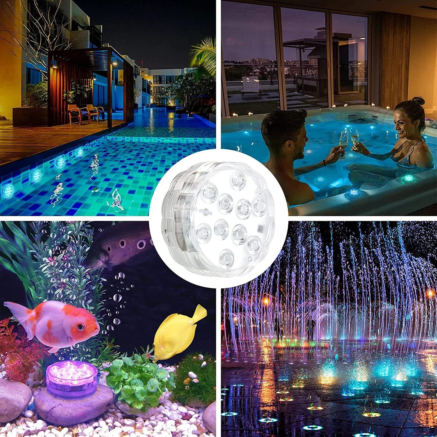 16 Colors Battery Operated Pool Lights Underwater Waterproof Led For Hot Tub Pond Fountain Aquarium Vase LED Submersible Light