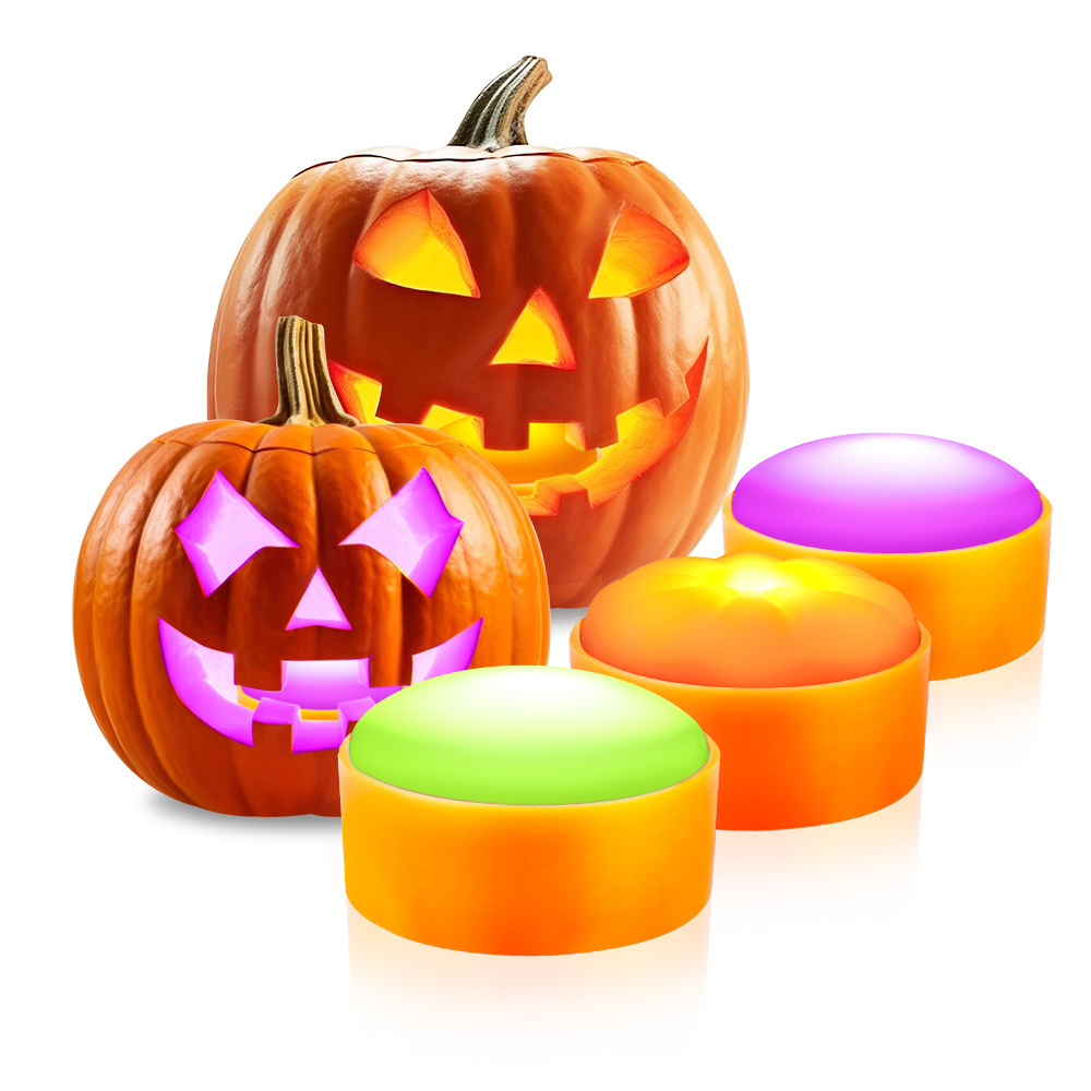 Pumpkin Lights Led Candles Rechargeable Halloween Outdoor Puck Jack O Lantern With Timer Battery Operated Pumpkin Lights