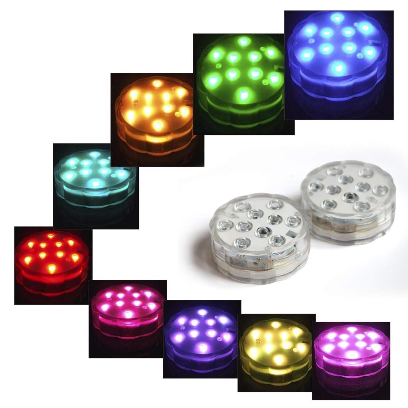 16 Colors Battery Operated Pool Lights Underwater Waterproof Led For Hot Tub Pond Fountain Aquarium Vase LED Submersible Light