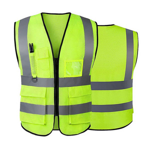 Wholesale High Visibility Safety Reflective Safety Vest for Women and Men with Pockets and Front Zipper