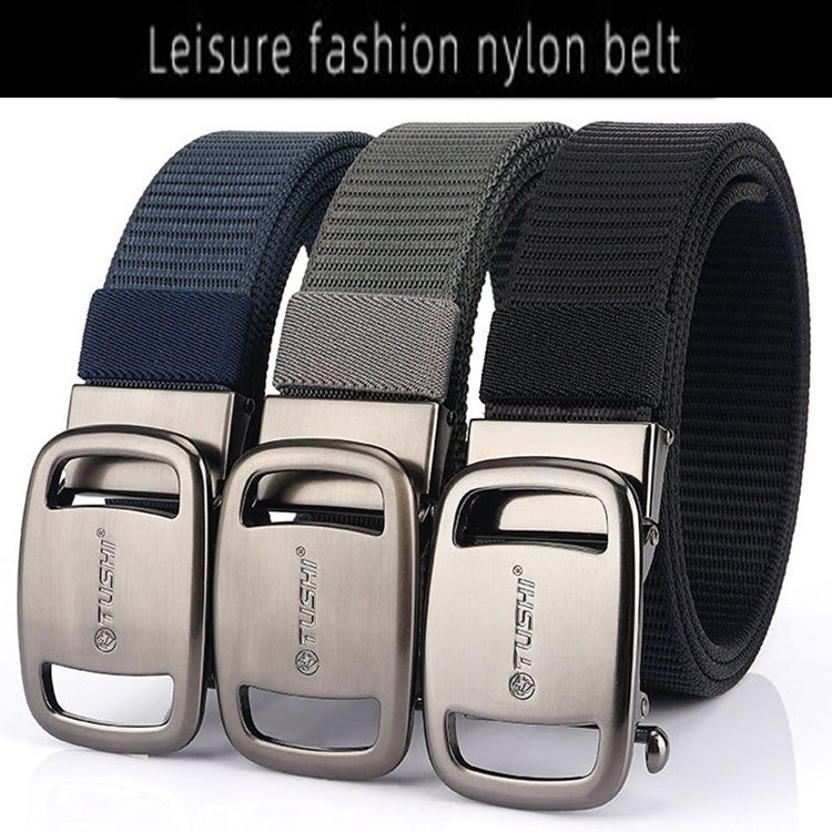 TUSHI Automatic belt buckle 125cm Men Fashion Nylon Tactical Waist Belts With Aluminium Quick Unlock Buckle