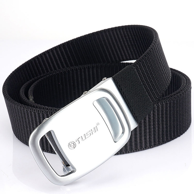 TUSHI Automatic belt buckle 125cm Men Fashion Nylon Tactical Waist Belts With Aluminium Quick Unlock Buckle