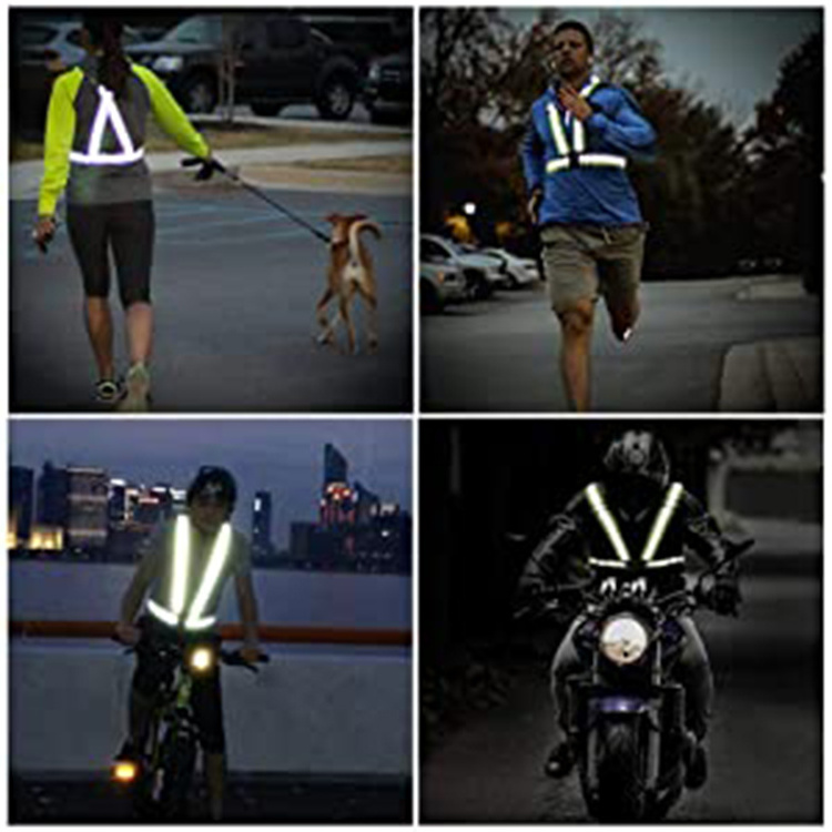 Gina High Visibility Adjustable Reflective Belt Straps Reflective Running Vest for Night Running Cycling Dog Walking Jogging