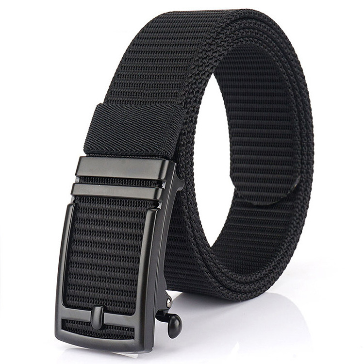 Gina Fashion Low MOQ Free customized logo Ratchet Nylon Belt Men With Metal Automatic Sliding Buckle