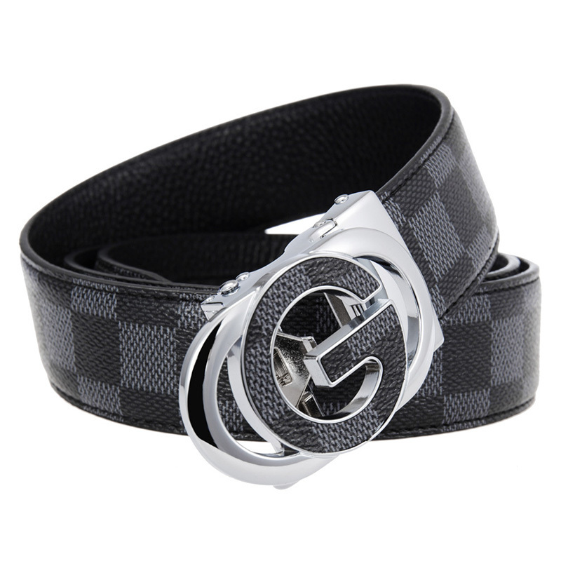 2022 Top Luxury Quality Real Leather Famous Branded Black Slider Buckle Men's Leather Belt