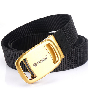 TUSHI Automatic belt buckle 125cm Men Fashion Nylon Tactical Waist Belts With Aluminium Quick Unlock Buckle