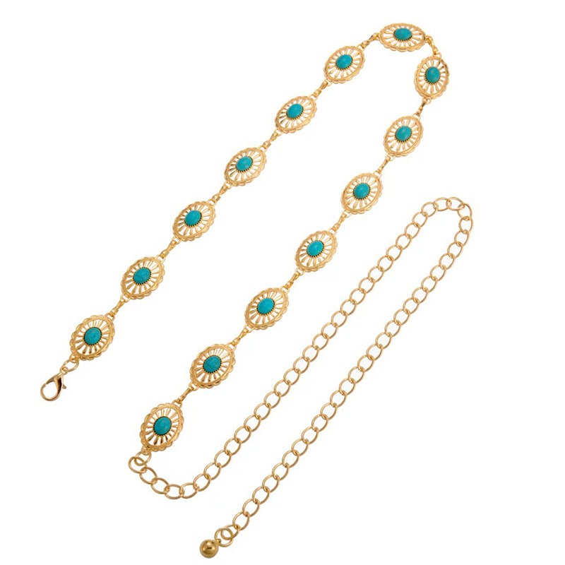 Gina Fashion Women Party Fashion Turquoise Concho Belt Chain for Decoration Coat Dress