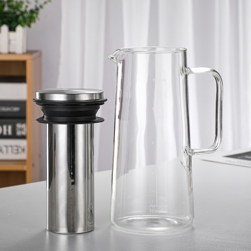 Cold Brew Iced Tea Glass Coffee Maker Glass Coffee Pot Water Coffee Glass Carafe With Removable Filter