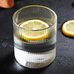 Nordic Style Strip Glass Drinking Glasses Clear Ribbed Glassware Cup Ripple Wall Cup Glass Water Glasses