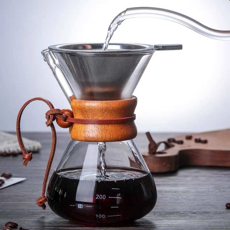 Factory Directly Unique Classic Borosilicate Glass Coffee Pot 800ML Pour Over Brew Coffee Maker Coffee Kit