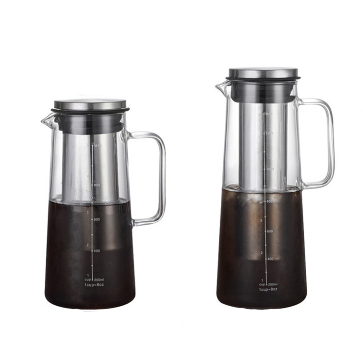 Cold Brew Iced Tea Glass Coffee Maker Glass Coffee Pot Water Coffee Glass Carafe With Removable Filter