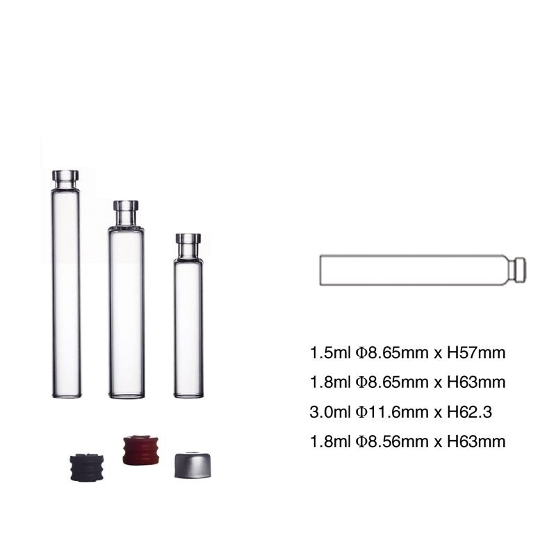 1.5ml 1.8ml 3ml Dental All Glass Cartridge Vial 510