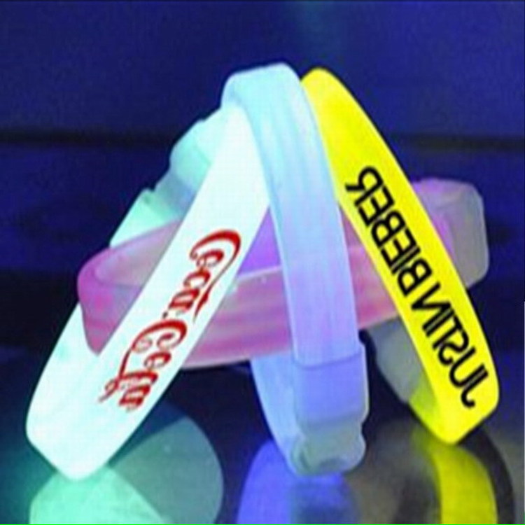 Custom Logo Party Concert Bar Flashing Bracelet Glow Stick Transparent Fluorescent Bracelet Printed Glow In Dark Wristband