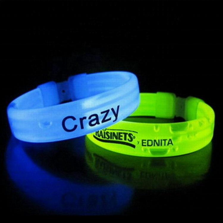 Custom Logo Party Concert Bar Flashing Bracelet Glow Stick Transparent Fluorescent Bracelet Printed Glow In Dark Wristband