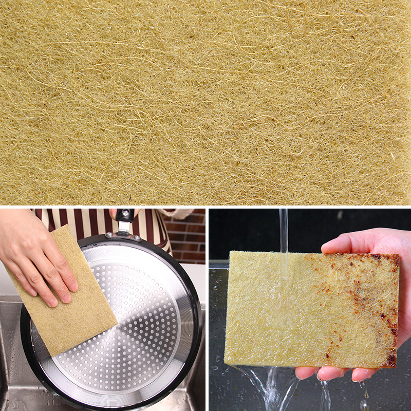 Sisal scouring pad cleaning plant fiber kitchen wear resistant and durable sponge scouring pad strong cleaning power