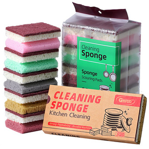 Bowl pot kitchen cleaning sponge I shape  microfiber cloth  magic brush  High-density porous colorful sponge