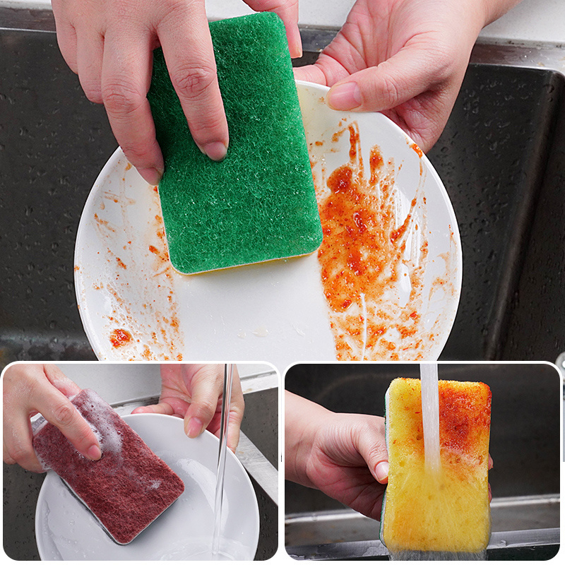 Kitchen cleaning tools Scouring Pad Cleaning Dishes Washing Pot high-density brown black white dish-washing sponge