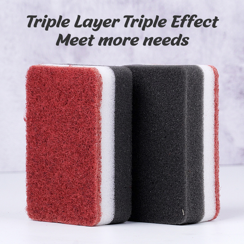 Kitchen cleaning tools Scouring Pad Cleaning Dishes Washing Pot high-density brown black white dish-washing sponge