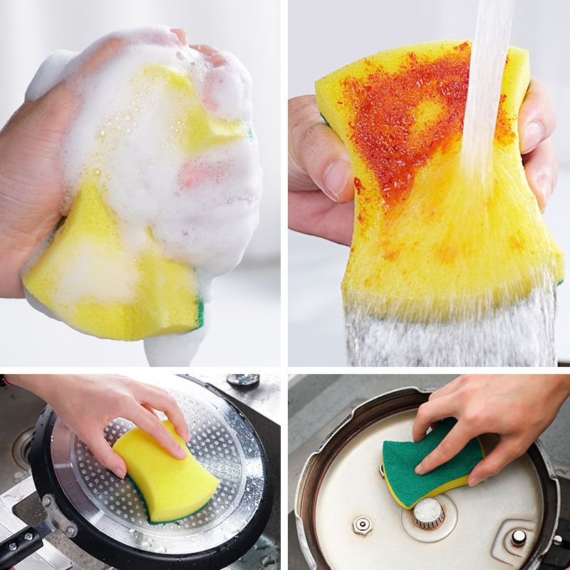 Scrubber Polyurethane foam scrub abrasive scouring pad Kitchen cleaning sponge Dishes pans scrubbing sponges