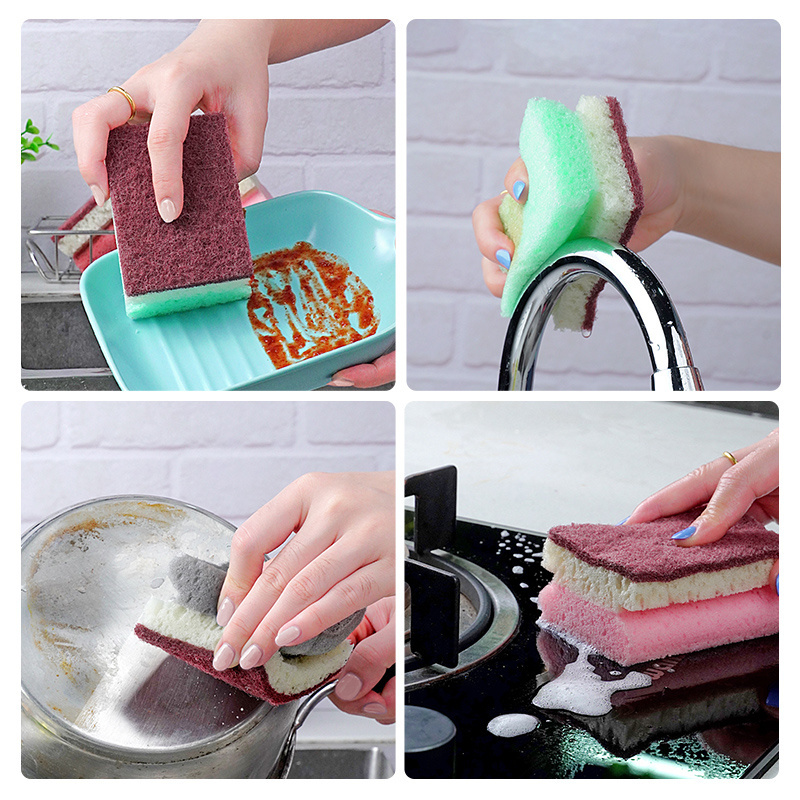 Bowl pot kitchen cleaning sponge I shape  microfiber cloth  magic brush  High-density porous colorful sponge