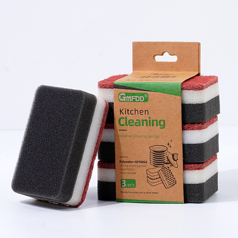 Kitchen cleaning tools Scouring Pad Cleaning Dishes Washing Pot high-density brown black white dish-washing sponge