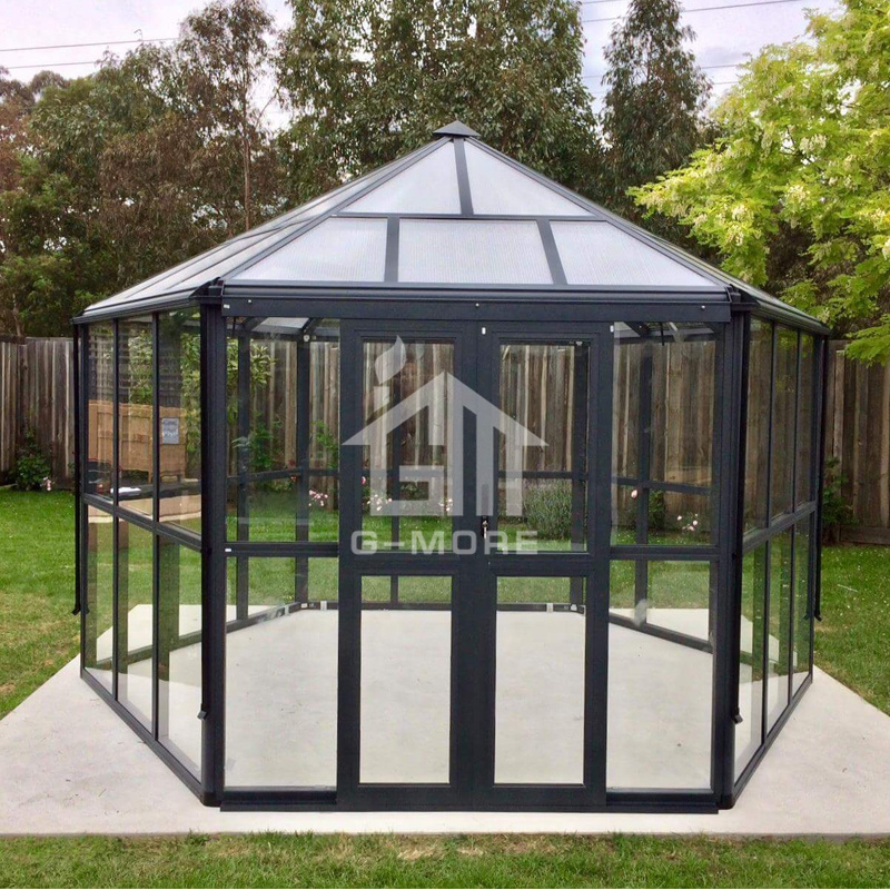 G-MORE luxury prefab hexagon aluminum garden glass pavilion gazebo for sale