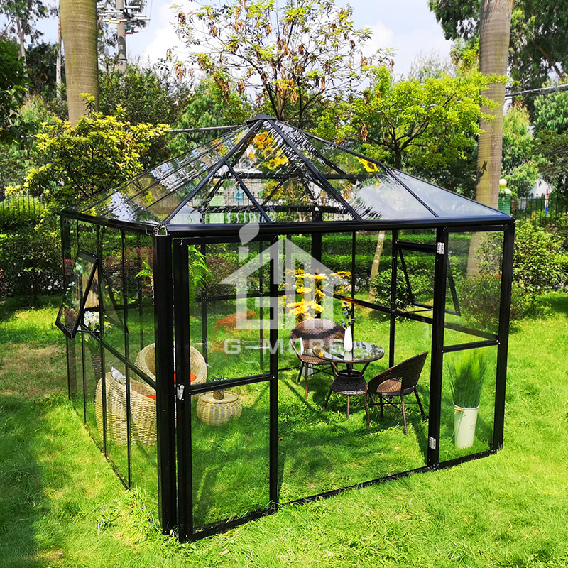 G-MORE  luxury prefab aluminum garden glass pavilion gazebo outdoor manufacturers